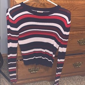 Chunky striped long sleeve sweater